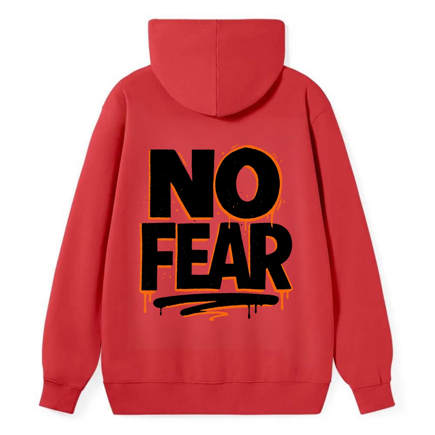 Bold typography design - "NO FEAR" - courage, bravery - Classic Pullover Hoodie - Red