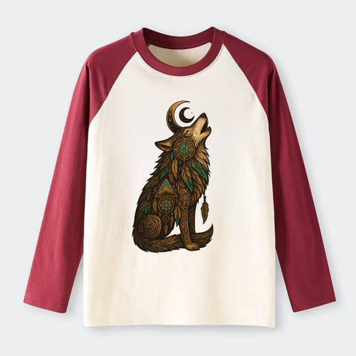 Celestial Moon Wolf  - Raglan Long Sleeve T-Shirt