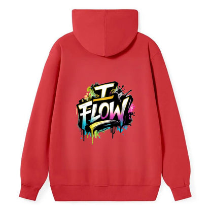 Bold typography design - "I FLOW" - going with life, easy movement - Classic Pullover Hoodie - Red