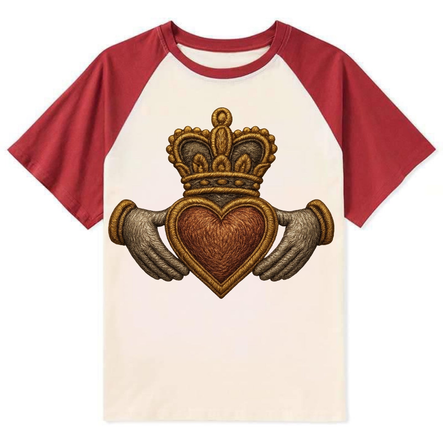 Claddagh  - Contrast Raglan T-shirt - Red