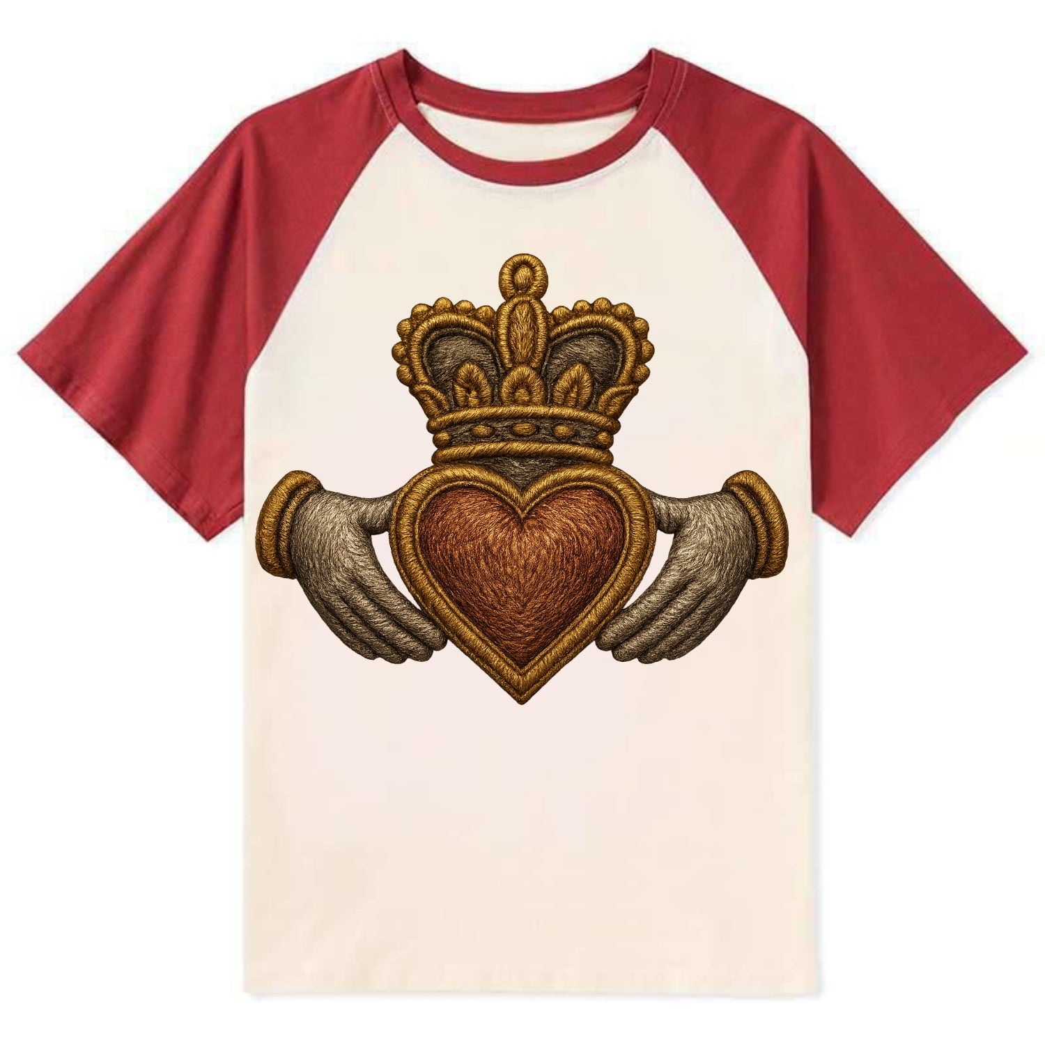 Claddagh  - Contrast Raglan T-shirt - Red
