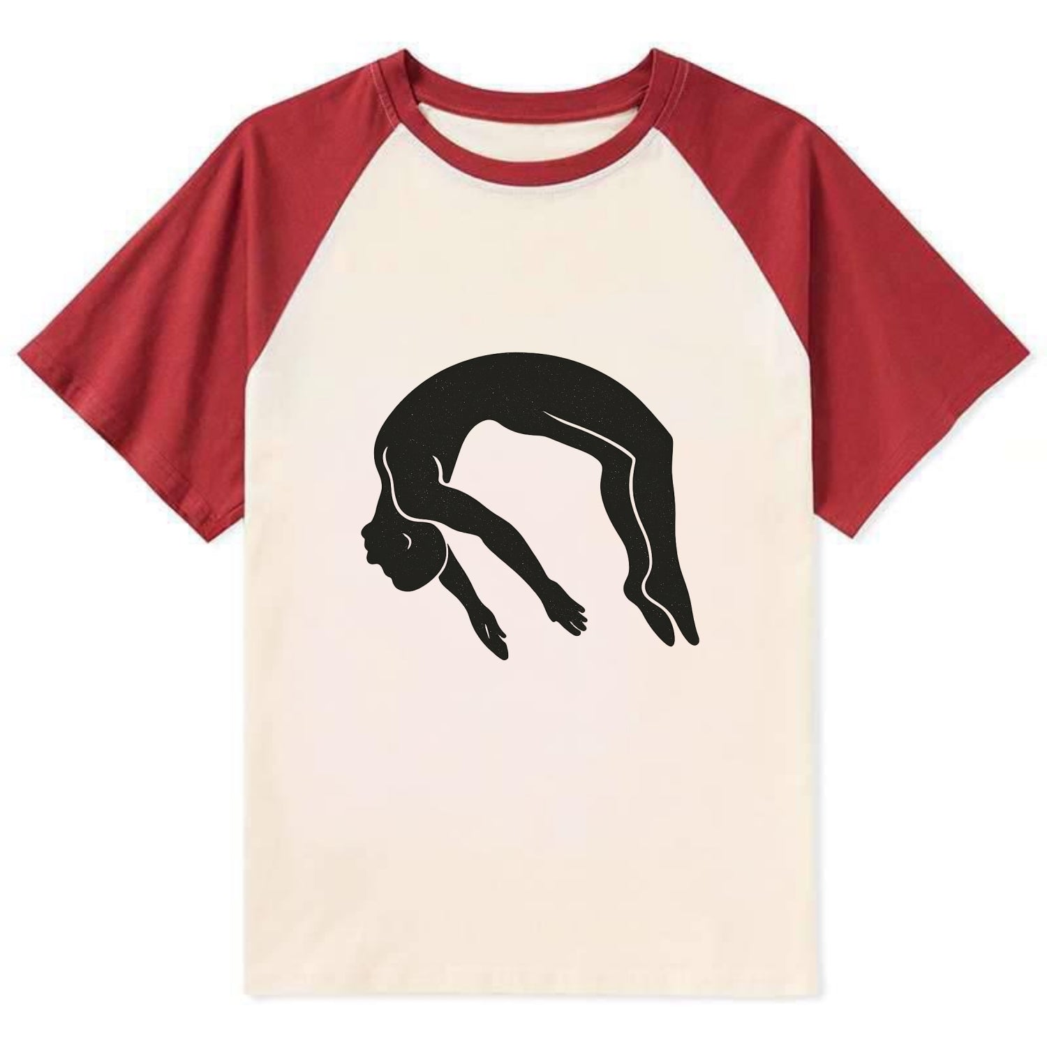 Gymnast doing a backflip - Contrast Raglan T-shirt - Red
