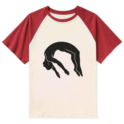 Gymnast doing a backflip - Contrast Raglan T-shirt - Red