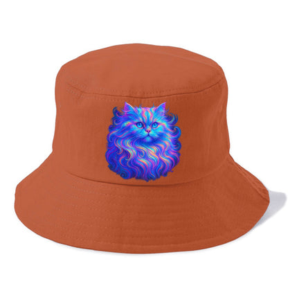 Luxurious Persian cat with flowing fur that refracts into rainbow prisms, soft pastel - Bucket Hat - Red