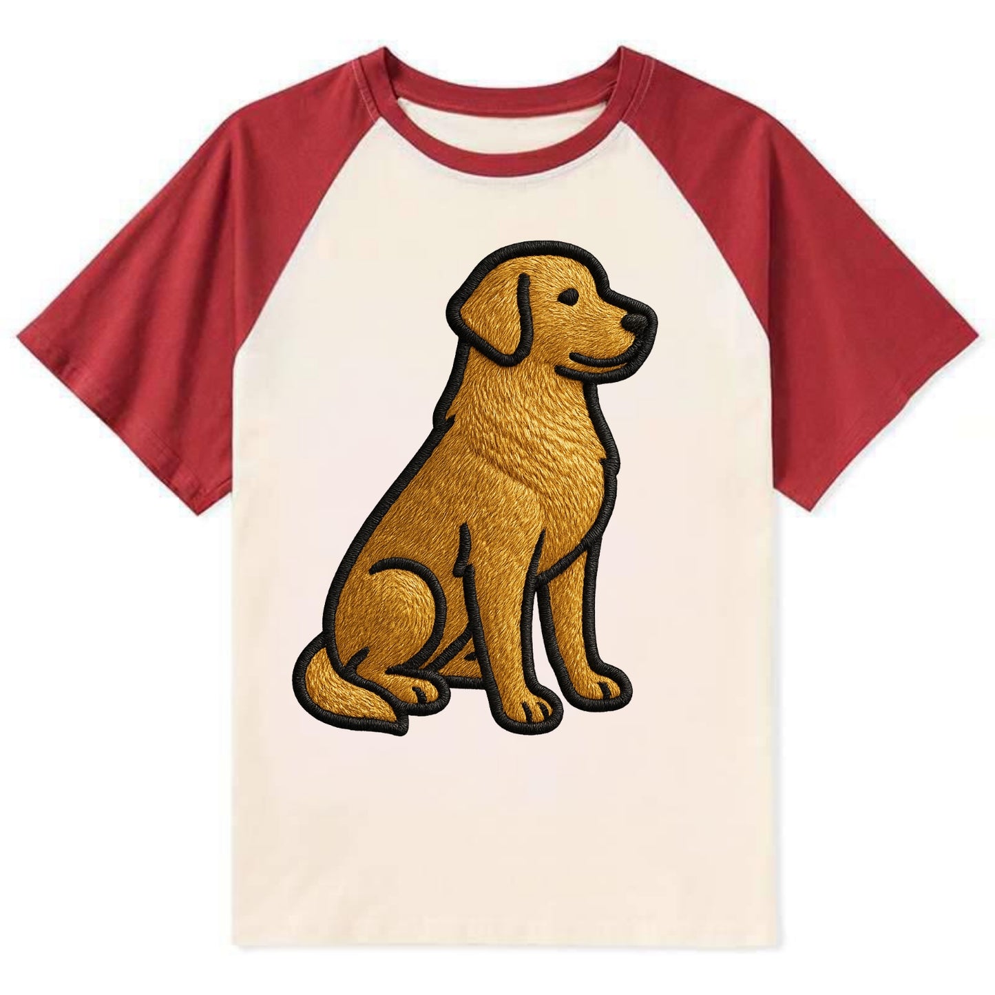 Golden Retriever - Contemporary geometri - Contrast Raglan T-shirt - Red