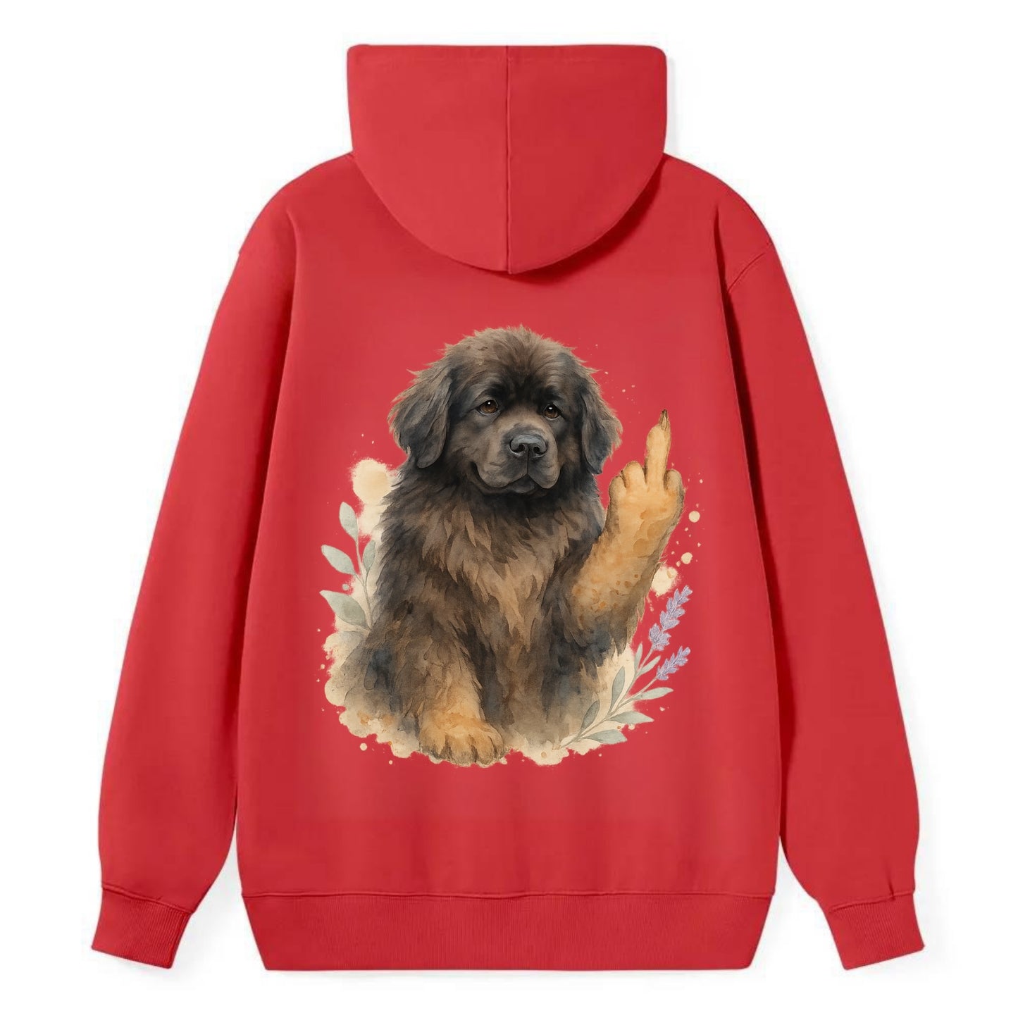 Newfoundland fluffy bear-like with webbed paws, massive gentle paw up - Classic Pullover Hoodie - Red