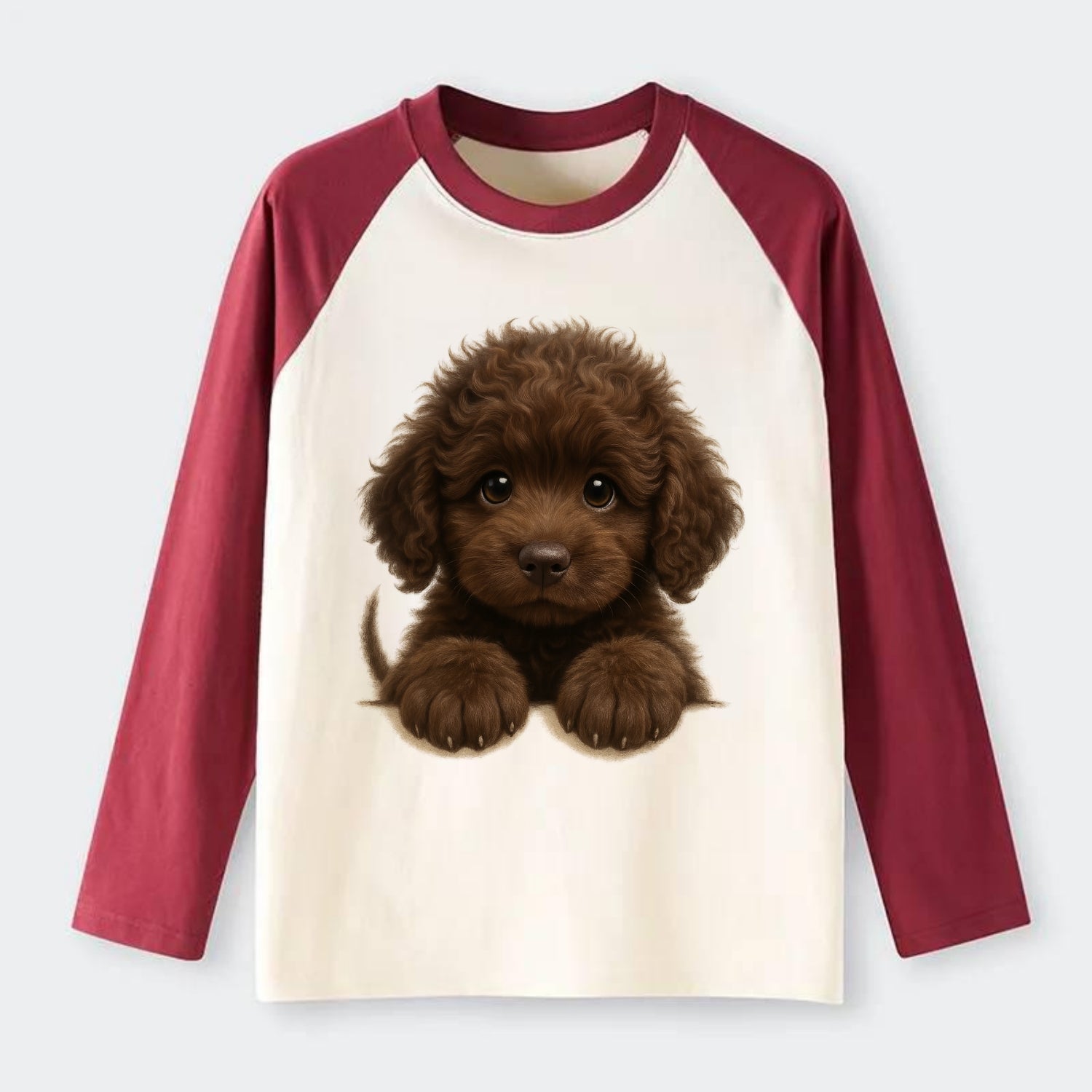 Irish Water Spaniel  - Raglan Long Sleeve T-Shirt - Red