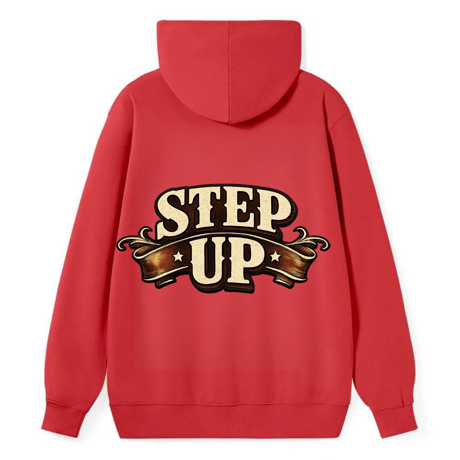 Bold typography design - "STEP UP" - rise to occasion, take charge - Classic Pullover Hoodie - Red