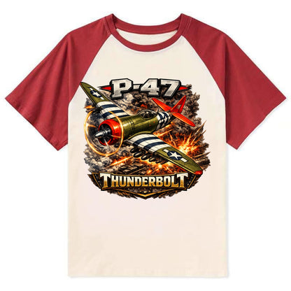 P 47 Thunderbolt - Contrast Raglan T-shirt - Red