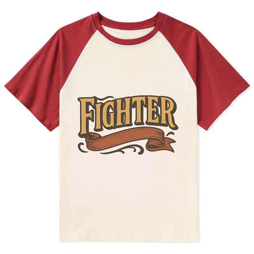 Bold typography design - FIGHTER - never giving up, battling on - Contrast Raglan T-shirt