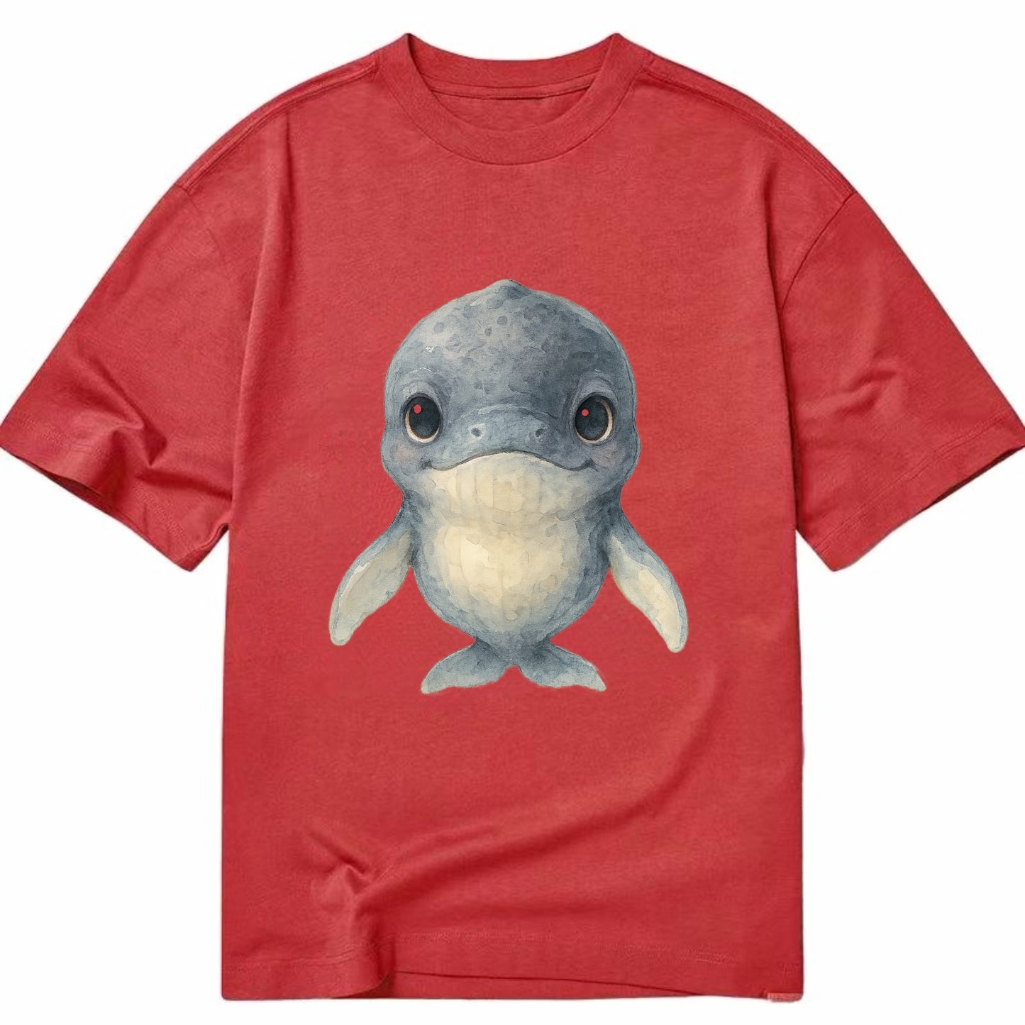 Baby Humpback Whale - dark gray with white flippers, large gentle eyes, - Classic T-shirt - Red
