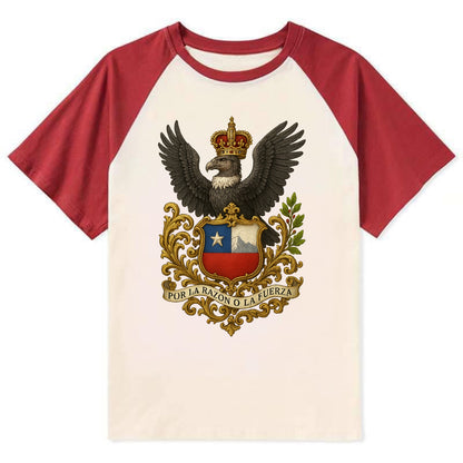 Chile Andean Condor Emblem - Contrast Raglan T-shirt - Red