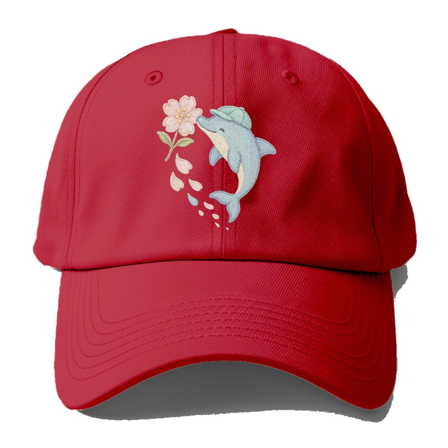 Dolphin Sakura Leap  - Baseball Cap - Red