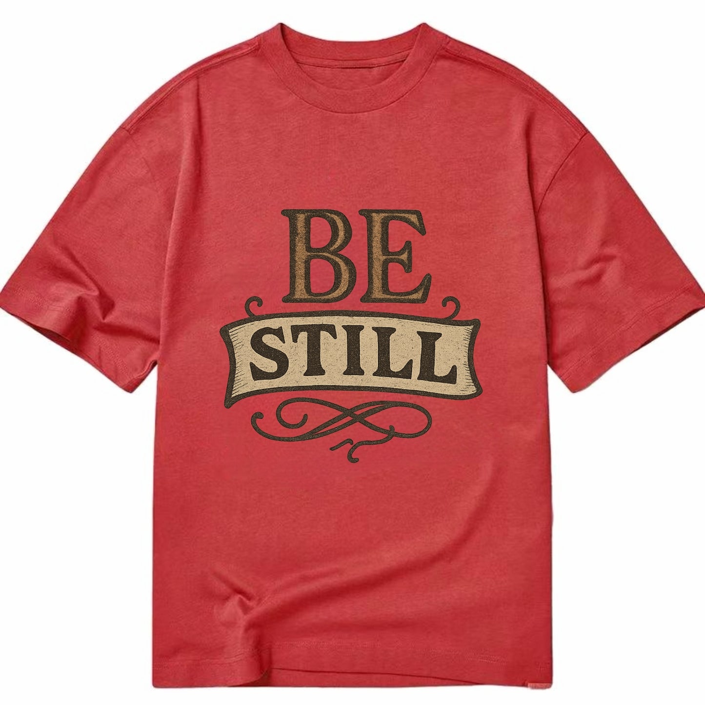 Bold typography design - "BE STILL" - quiet mind, meditation, inner peace - Classic T-shirt - Red