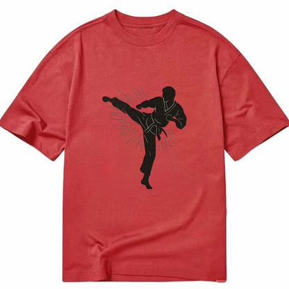 Taekwondo athlete spinning heel kick - Classic T-shirt - Red