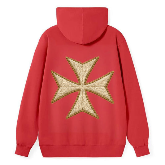 Hospitaller Cross  - Classic Pullover Hoodie - Red