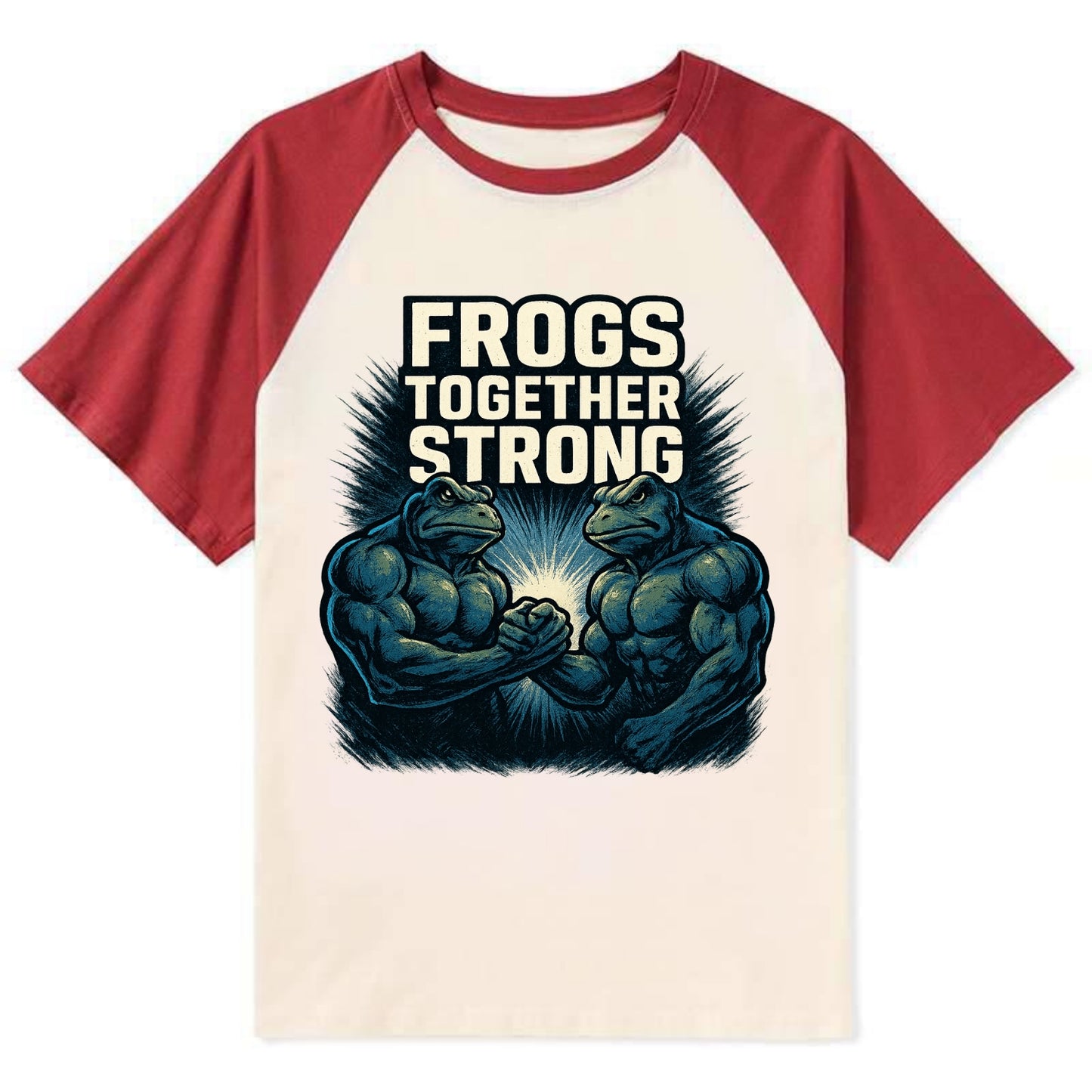Frogs Together Strong 4 - Contrast Raglan T-shirt - Red