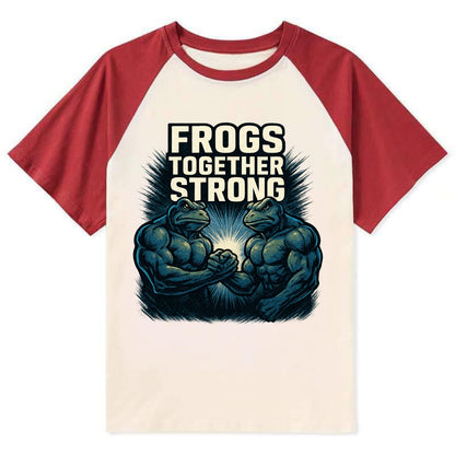 Frogs Together Strong 4 - Contrast Raglan T-shirt - Red