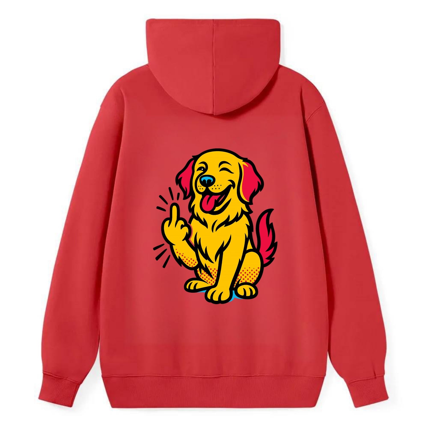 Golden Retriever with happy smile and golden coat, fluffy paw raised - Classic Pullover Hoodie - Red