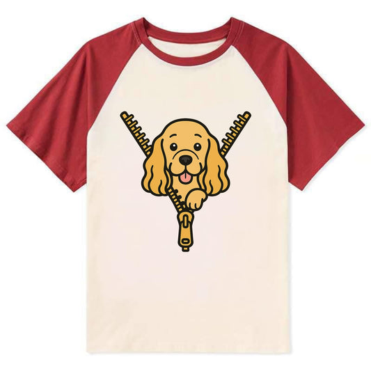 Cocker Spaniel - Contrast Raglan T-shirt - Red