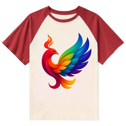 Liberation Bird - Phoenix with each feat - Contrast Raglan T-shirt - Red