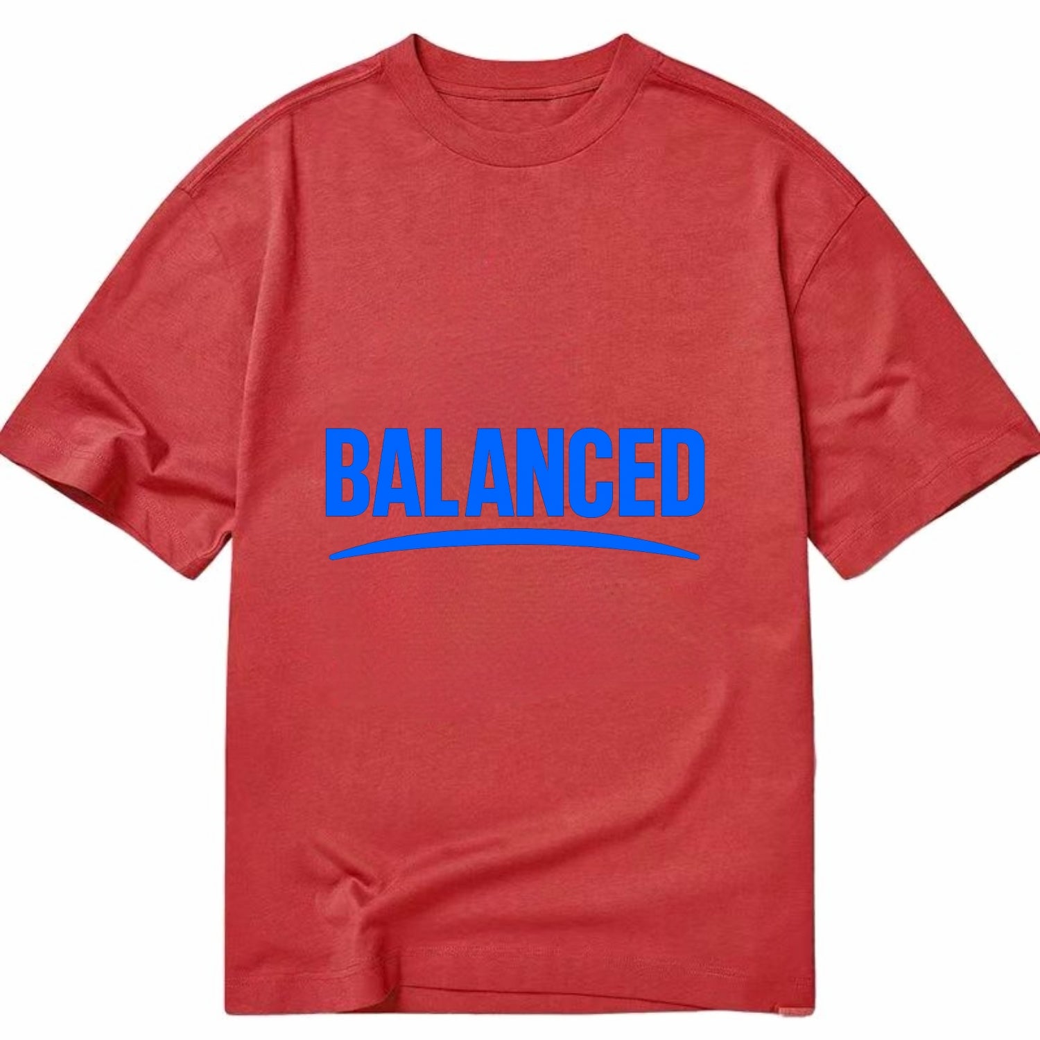 Bold typography design - "BALANCED" - harmony, equilibrium, centered life - Classic T-shirt - Red