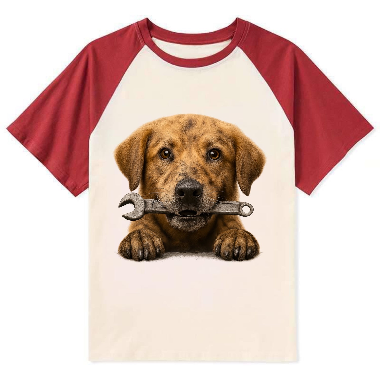 Mechanic Dog  - Contrast Raglan T-shirt - Red