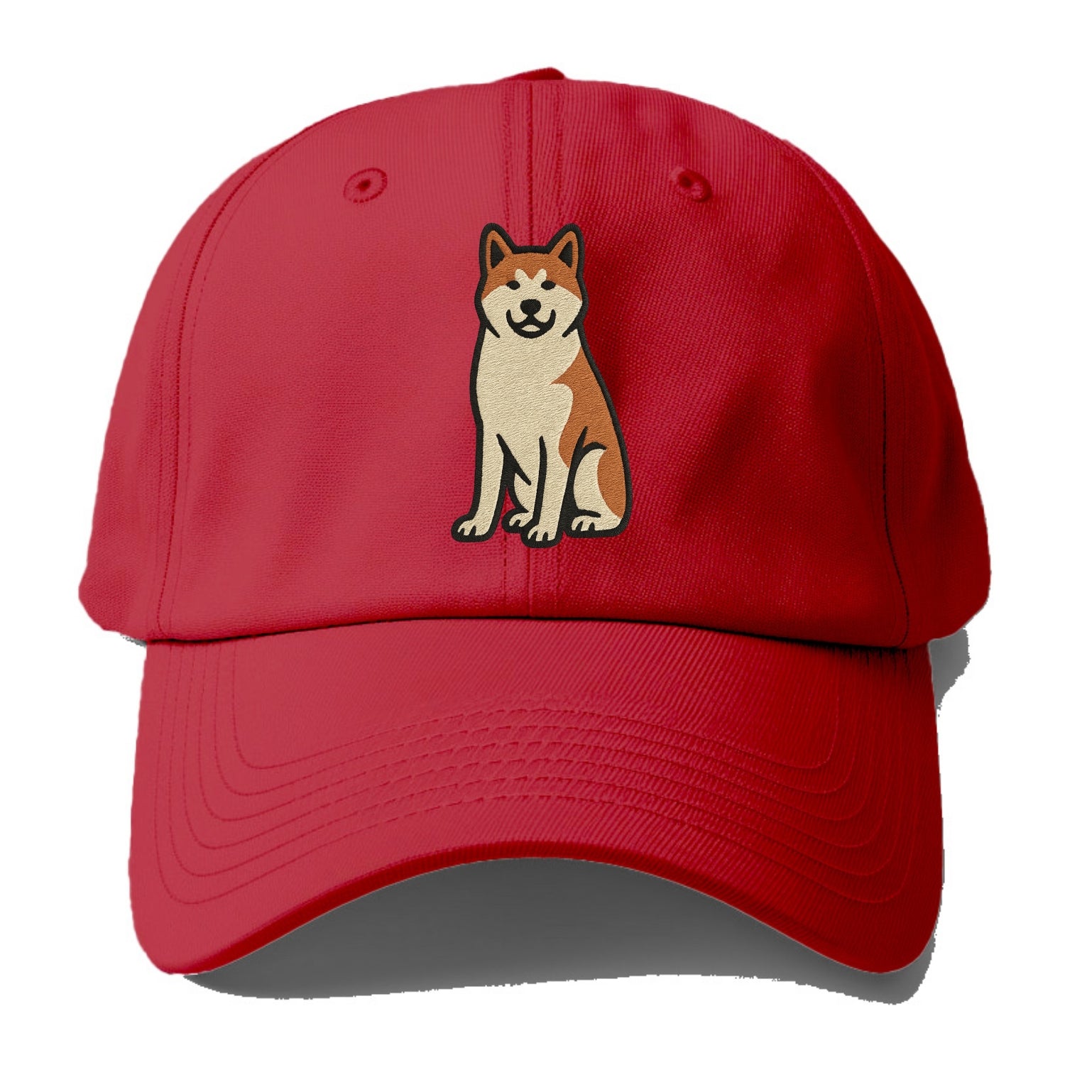 Akita - White and red sitting pose - Baseball Cap - Red