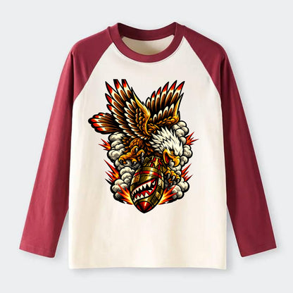 War Eagle Dive - Raglan Long Sleeve T-Shirt - Red