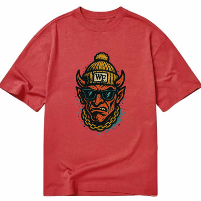 Winston-Salem Demon wearing Wake Forest beanie with WF patch - Classic T-shirt - Red