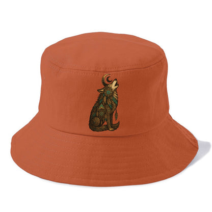 Celestial Moon Wolf  - Bucket Hat - Red