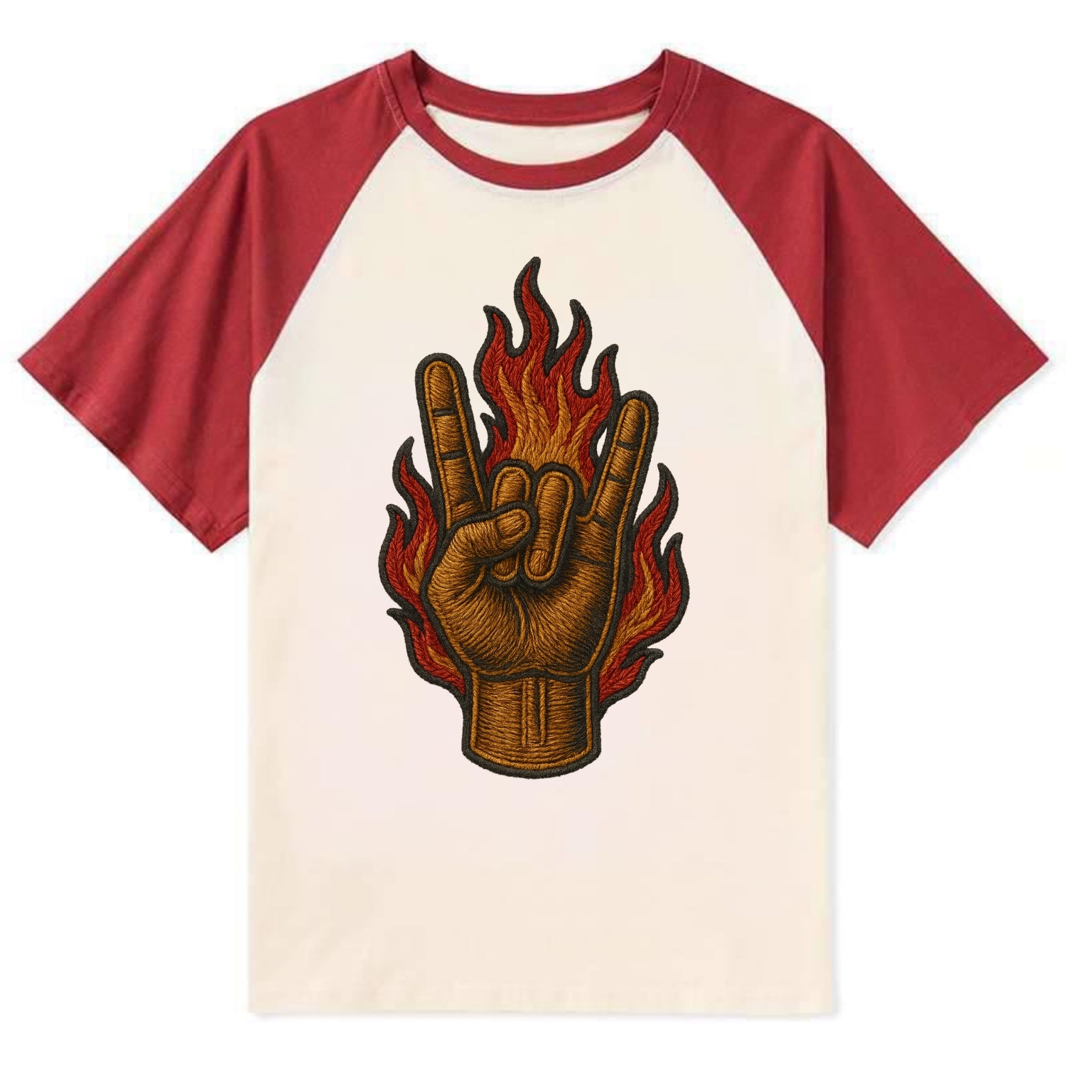 Devil Horns  - Contrast Raglan T-shirt - Red