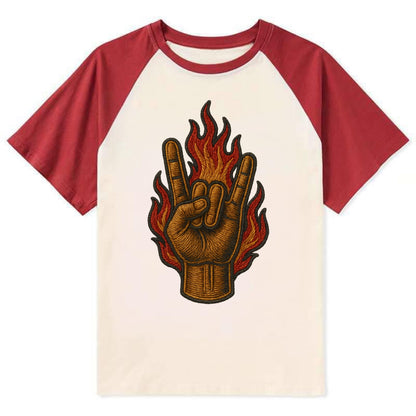 Devil Horns  - Contrast Raglan T-shirt - Red