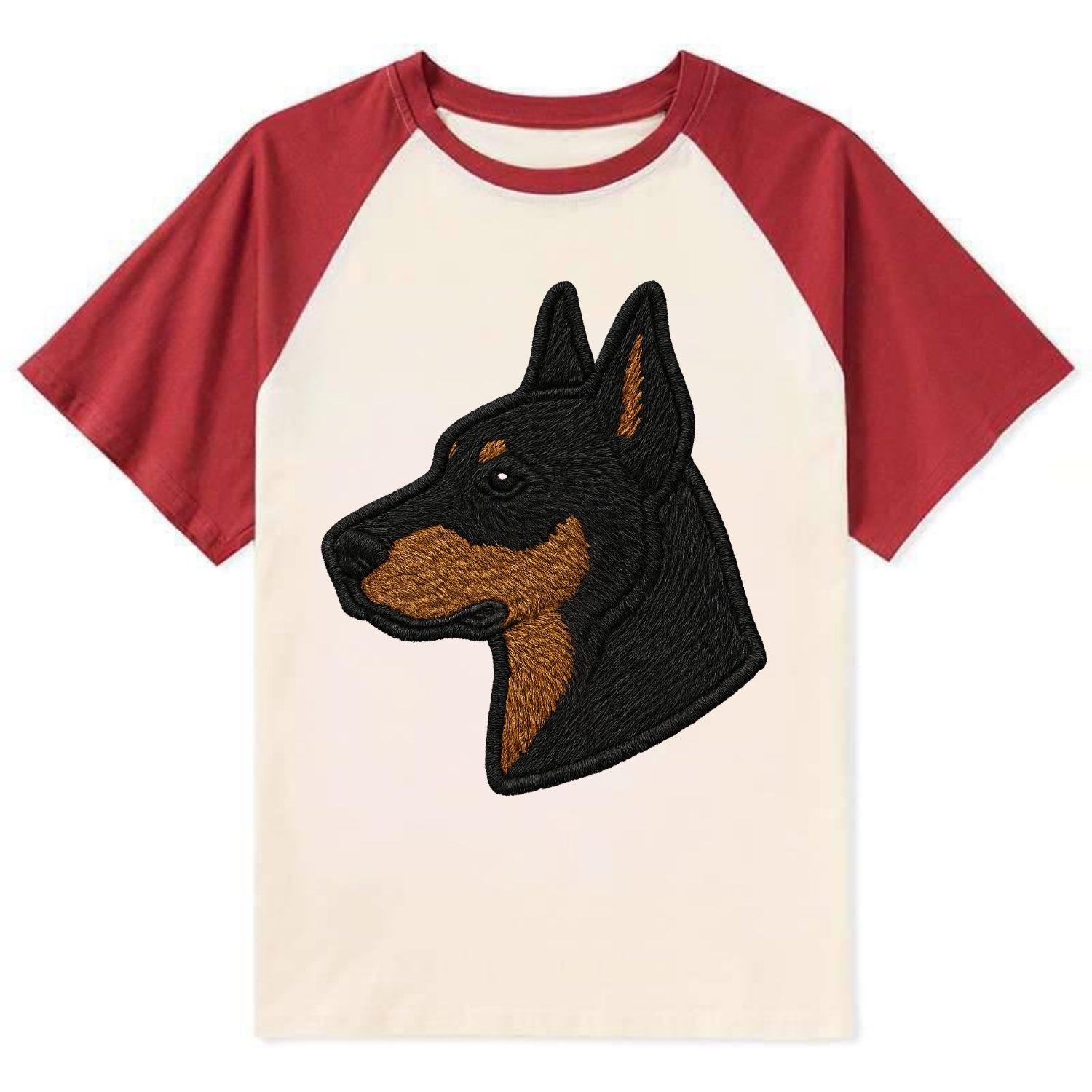 Beauceron - Contemporary French herder d - Contrast Raglan T-shirt - Red