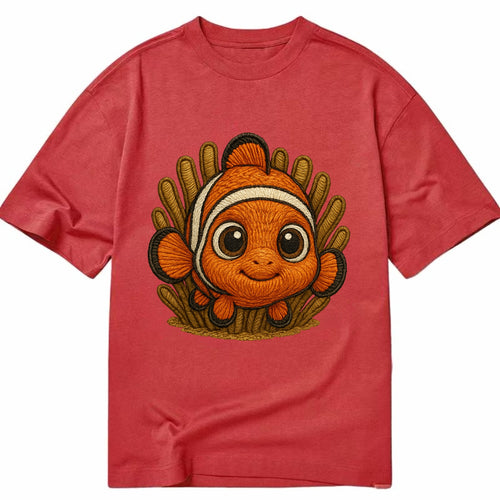 Baby Clownfish - orange with white stripes, big round eyes, front-facing in - Classic T-shirt
