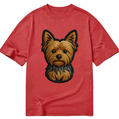 Yorkshire Terrier - Modern tiny dog logo - Classic T-shirt - Red