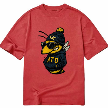 Atlanta Yellow Jacket wearing Georgia Tech beanie with GT patch - Classic T-shirt - Red