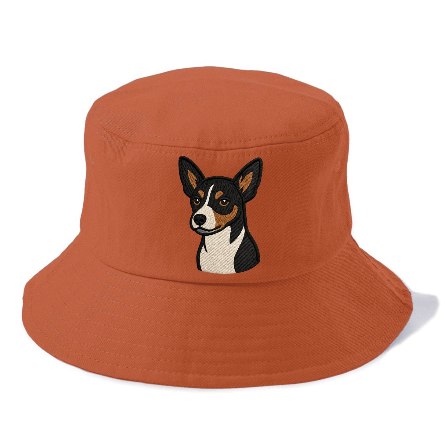 Rat Terrier - Tri-color embroidered pose - Bucket Hat - Red