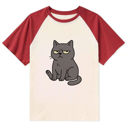 The Cat Judging Silently - Contrast Raglan T-shirt - Red
