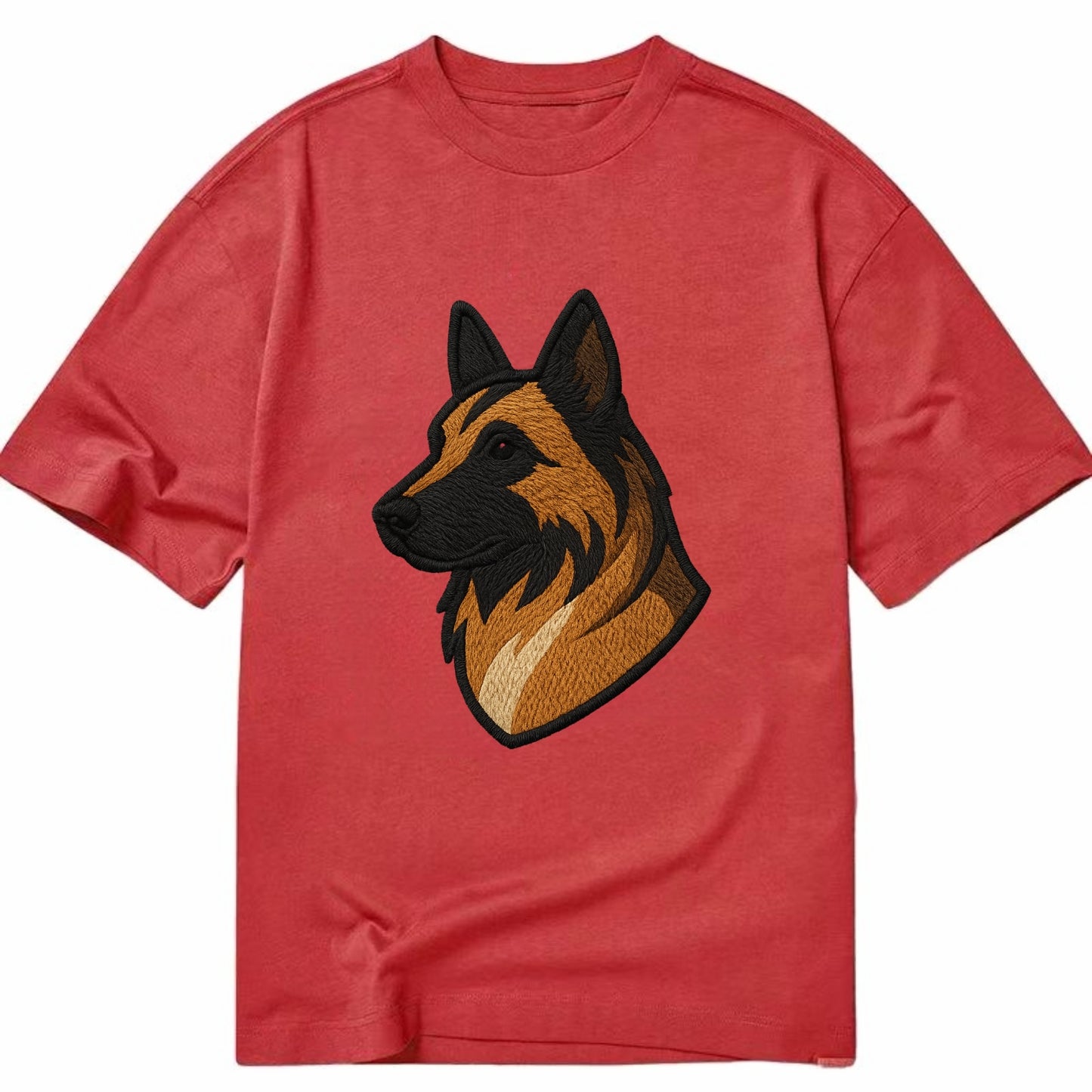 Belgian Tervuren - Fawn with black overlay embroidered design - Classic T-shirt - Red