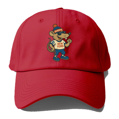 New York Rat wearing Giants beanie with subway patch and wayfarer sunglasses - Baseball Cap - Red