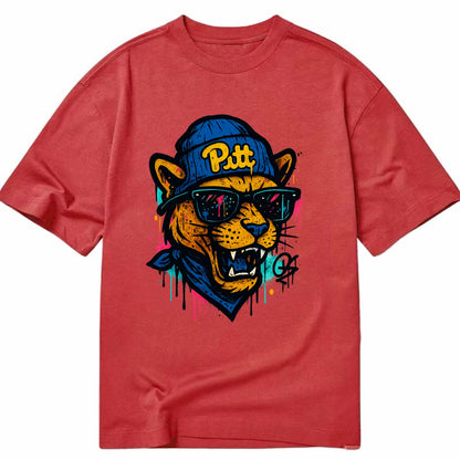 Pittsburgh Panther wearing Pitt beanie with script patch - Classic T-shirt - Red
