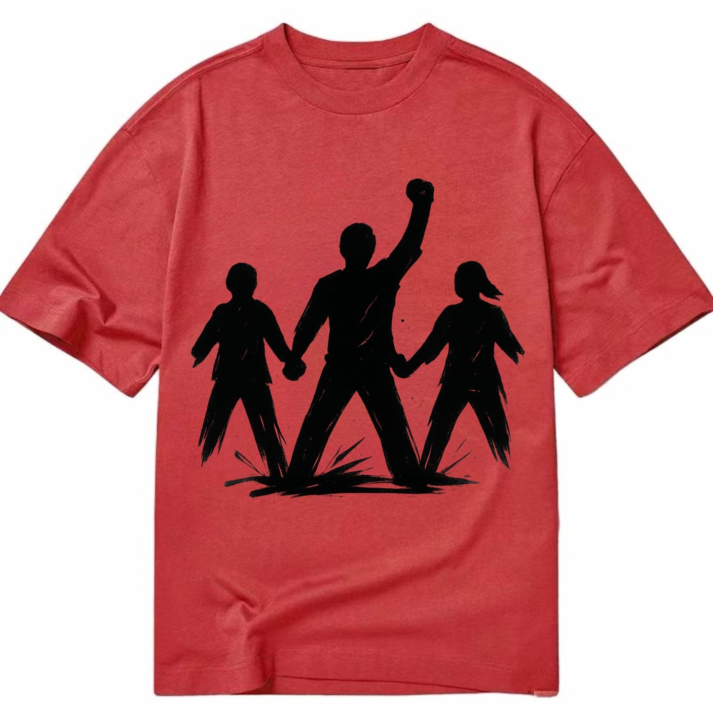 Human chain formation - unity and protection ink brushwork - Classic T-shirt - Red