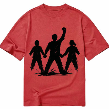 Human chain formation - unity and protection ink brushwork - Classic T-shirt - Red