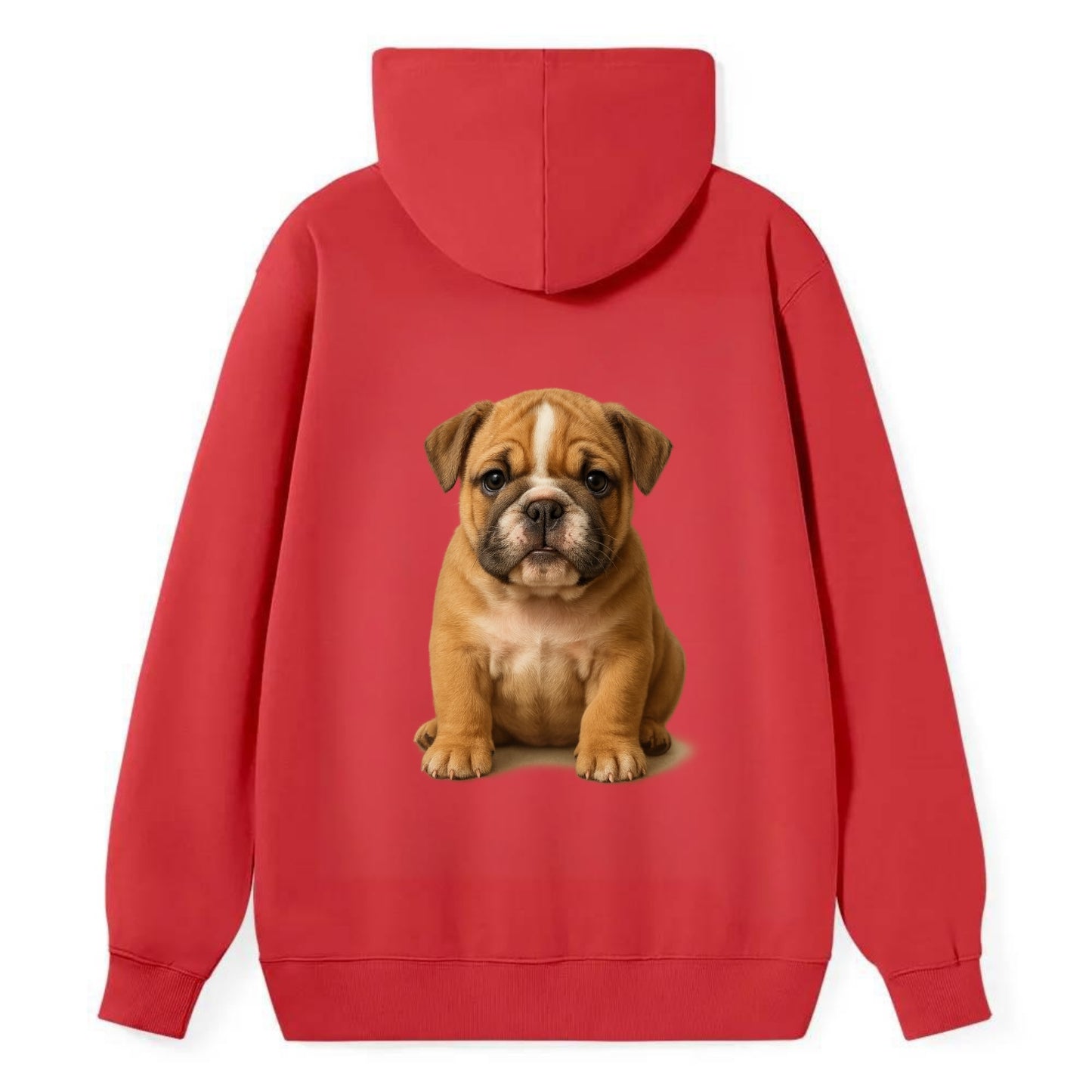 Baby Bulldog Puppy - wrinkly face, underbite, stocky body, gentle eyes, - Classic Pullover Hoodie - Red