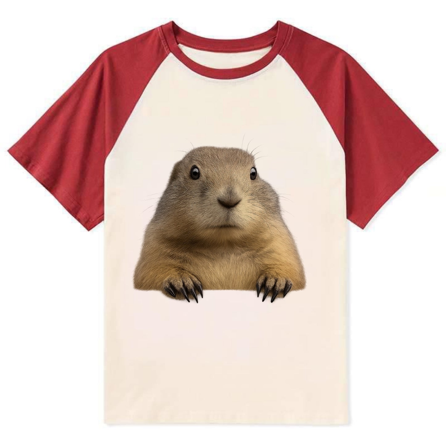 Prairie Dog  - Contrast Raglan T-shirt - Red