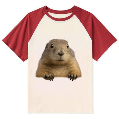 Prairie Dog  - Contrast Raglan T-shirt - Red