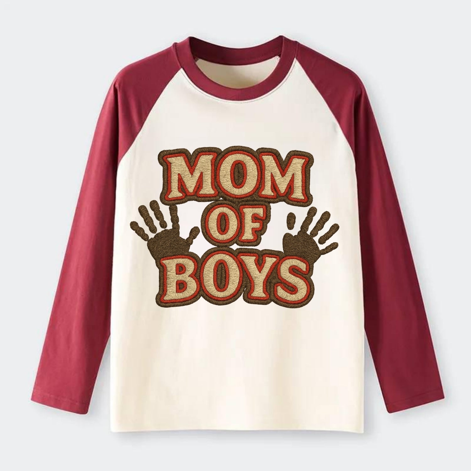 Mom Of Boys  - Raglan Long Sleeve T-Shirt - Red