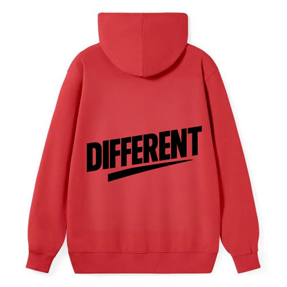 Bold typography design - "DIFFERENT" - standing out, not following crowd - Classic Pullover Hoodie - Red