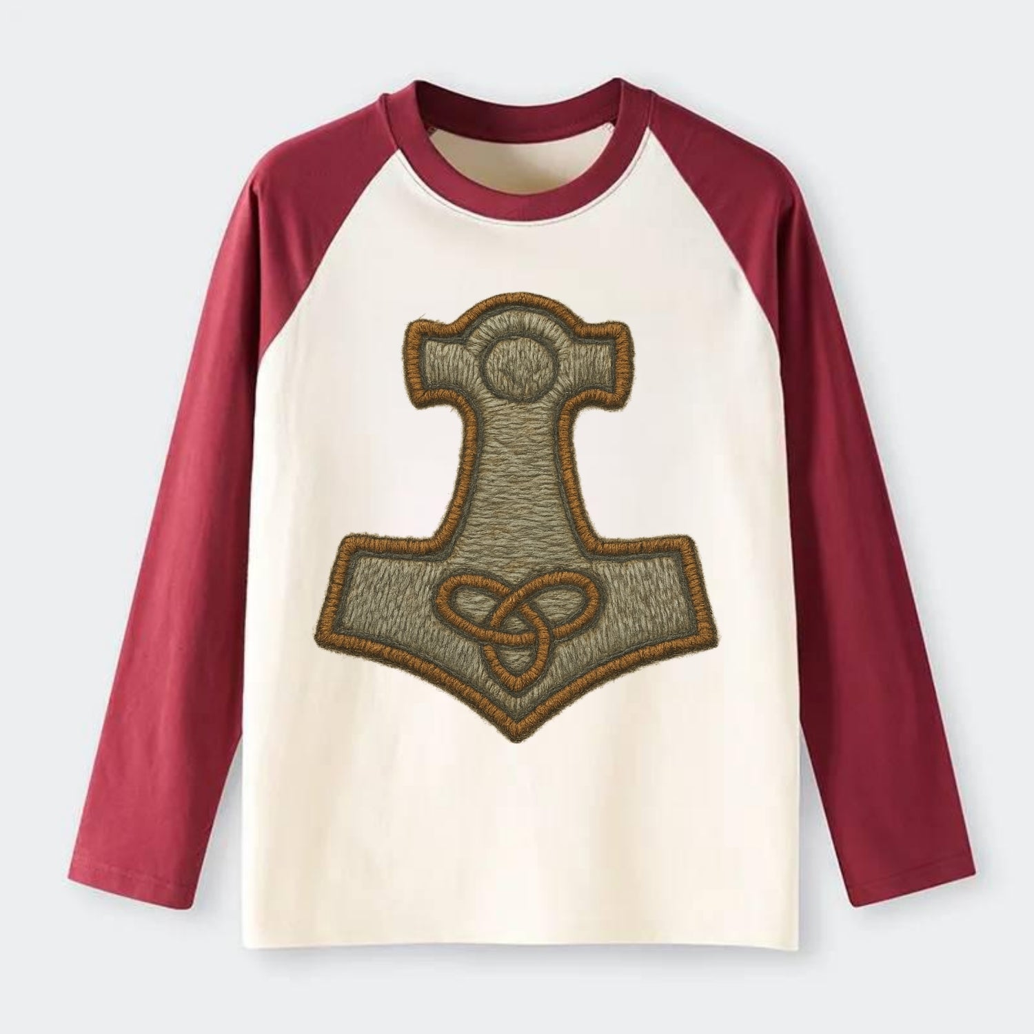 Mjolnir - Raglan Long Sleeve T-Shirt - Red